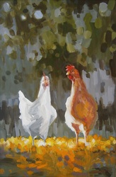 Free Rangers colourful colorful quirky fun funny acrylic art painting cartoon chooks chickens by Teresa Mundt Teresa’s Easel